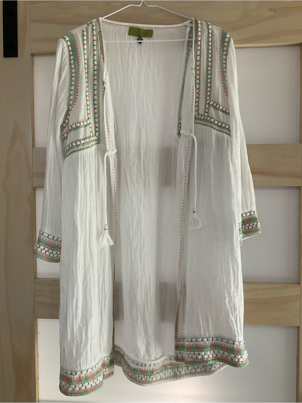 Rapsodia Cotton Gauze Embellished Cover-Up Tunic | Boho Beachwear | Medium